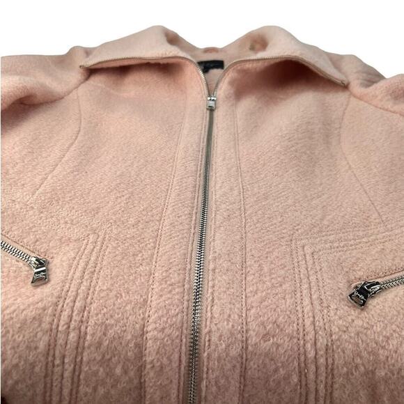 Jessica Simpson Zippered Boucle Wool Blend Blush Lined Flared Hem Coat Large - Picture 6 of 15